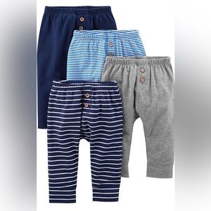 Carters Simple Joys pants (4 pack) in blue gray stripes 6-9 months baby